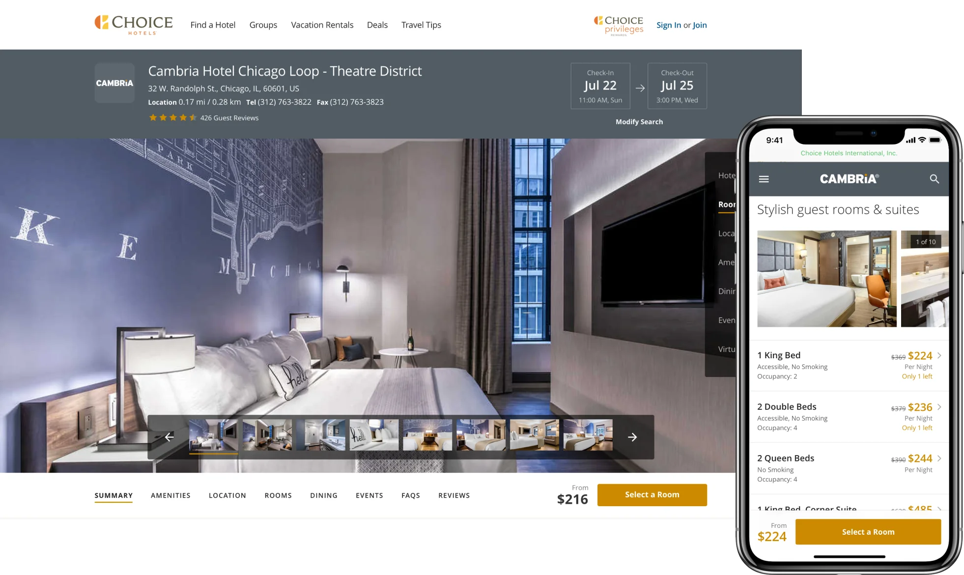 Choice Hotels Responsive Design Overview