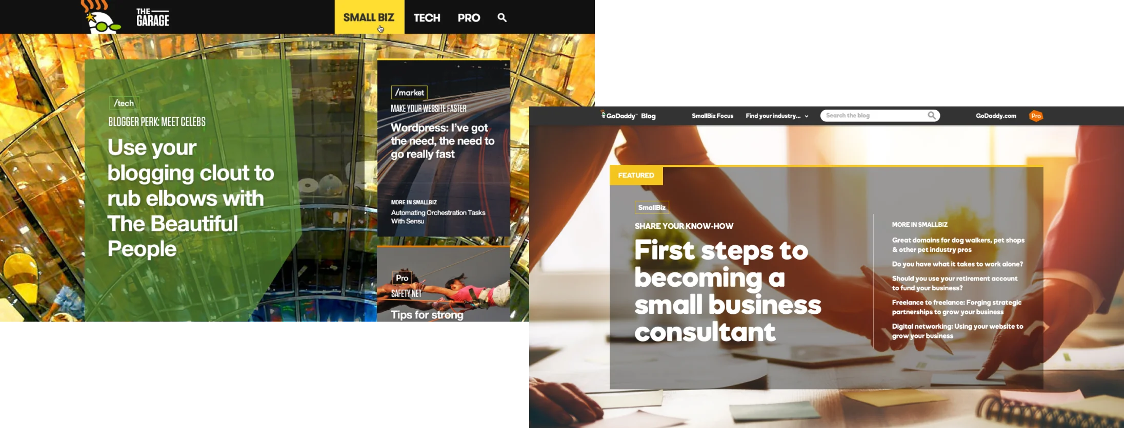 GoDaddy Garage Blog Design